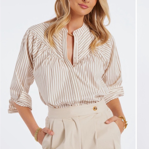 NWT Bishop + Young Nikki Top – Camel Stripe Size Small